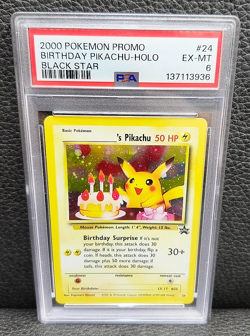 PSA 6- 2000 POKEMON PROMO BLACK STAR #24 BIRTHDAY PIKACHU-HOLO - Image 1