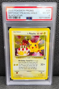 2000 POKEMON PROMO BLACK STAR #24 BIRTHDAY PIKACHU-HOLO PSA 6 - Image 1