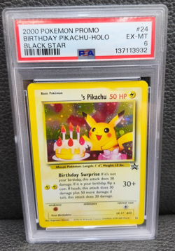 2000 POKEMON PROMO BLACK STAR #24 BIRTHDAY PIKACHU-HOLO PSA GRADED 6 - Image 1
