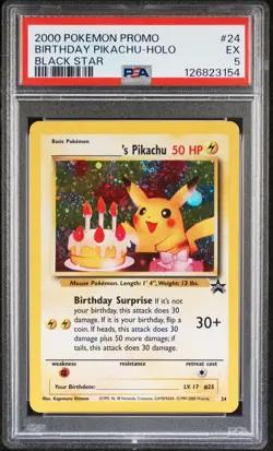 2000 POKEMON PROMO BLACK STAR #24 BIRTHDAY PIKACHU-HOLO PSA 5 - Image 1