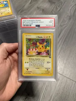 2000 Pokemon Promo Birthday Pikachu Holo #24 Black Star PSA 9 - Image 1