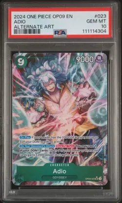 2024 ONE PIECE EMPERORS IN THE NEW WORLD #023 ADIO OP09 ALT ART PSA 10 GEM MINT - Image 1