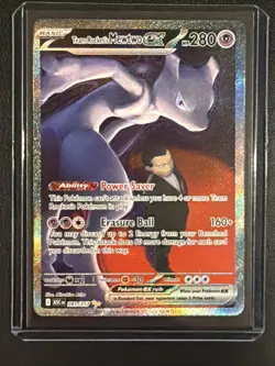 Team Rocket’s Mewtwo ex 281/217 SIR Secret Ascended Heroes Pokemon IN HAND - Image 1