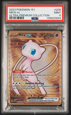 2023 Pokemon Metal TCG Mew EX 205/165 UPC Promo Scarlet & Violet 151 Gold PSA 9 - Image 1