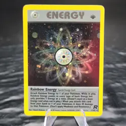 Rainbow Energy 1st Edition Team Rocket Holo Rare 17/82 Pokemon WOTC Crease ✨ - Image 2