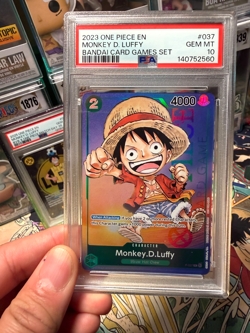 Monkey D. Luffy P-037 PR RARE Gen Con Foil 2023 One Piece Card English PSA 10 - Image 1