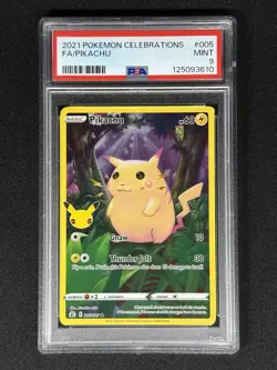 PSA 9 Pokemon TCG Pikachu 005/025 Full Art FA 2021 Celebrations 25th Anniversary - Image 1