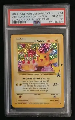 2021 Pokemon Celebrations LV.17/#25 Birthday Pikachu Holo Promo Blk *..graded 10 - Image 3