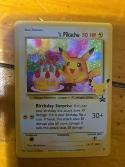 2021 Pokemon Celebrations Classic Black Star Promo Birthday Pikachu Holo - Image 1