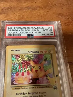 2021 Pokemon Celebrations Birthday Pikachu Holo Classic Black Star PSA 10 Gem MT - Image 3