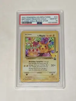 2021 Pokemon Celebrations Birthday Pikachu Holo Black Star #24 Gem Mint PSA 10 - Image 1