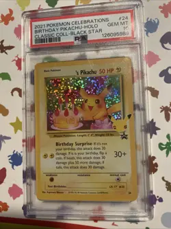 2021 Pokemon Birthday Pikachu-Holo PSA 10 Gem Mint Celebrations Black Star Promo - Image 1