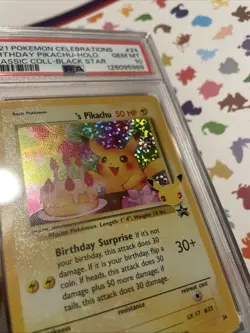 2021 Pokemon Birthday Pikachu-Holo PSA 10 Gem Mint Celebrations Black Star Promo - Image 3