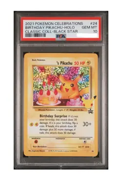 2021 Pokemon Celebrations Birthday Pikachu Classic PSA 10 GEM MINT Holo - Image 1