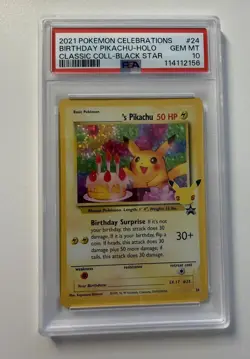 PSA 10 BIRTHDAY PIKACHU HOLO 24 BLACK STAR PROMO CELEBRATIONS POKEMON 2021 - Image 3