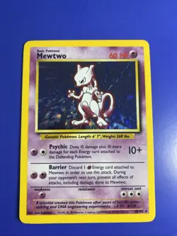 Original Mewtwo Base Set Pokemon Rare Holo Card - Image 1