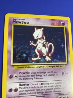 Original Mewtwo Base Set Pokemon Rare Holo Card - Image 3