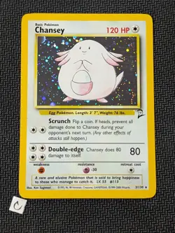 Chansey 3/130 - Base Set 2 Holo Rare WOTC Pokemon TCG NM - Image 1