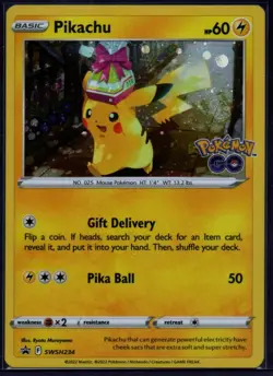 Pokemon TCG Pikachu SWSH234 Cosmos Holo Pokemon GO HD Swirl NM - Image 2