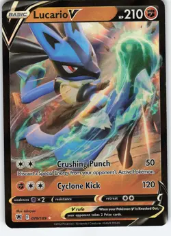 Lucario V 078/189 Ultra Rare Holo SWSH10: Astral Radiance NM Pokemon - Image 1