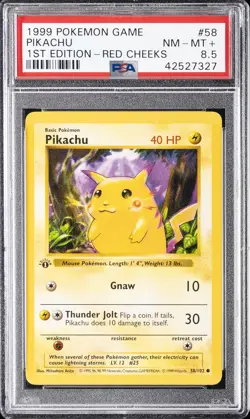 1999 POKEMON BASE SET 1ST EDITION-RED CHEEKS #58 PIKACHU PSA 8.5 - Image 1