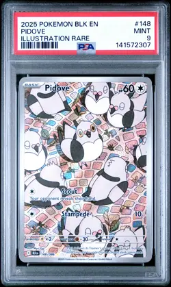 2025 POKEMON BLK EN-BLACK BOLT ILLUSTRATION RARE #148 PIDOVE PSA 9 - Image 1