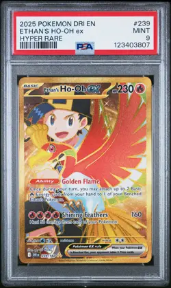 2025 POKEMON DRI EN-DESTINED RIVALS HYPER RARE #239 ETHAN'S HO-OH EX PSA 9 - Image 1
