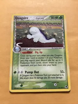 2006 Pokemon, EX Dragon Frontiers, #21/101 Quagsire Delta Species, Rare DMG - Image 1