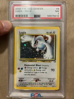 2000 POKEMON NEO GENESIS #9 LUGIA-HOLO PSA 7 SWIRL - Image 1