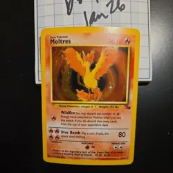 1999 Pokemon TCG Moltres HOLO Rare Card 12/62 Fossil 1st Edition WOTC - Image 1