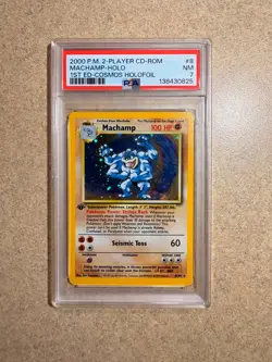 2000 POKEMON 2-PLAYER CD-ROM STARTER SET #8 MACHAMP-HOLO 1ST ED-COSMOS PSA 7 - Image 3