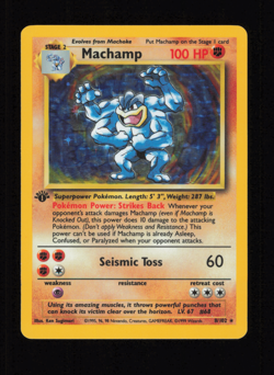 Machamp 1st Edition 8/102 Holo Unlimited Base Set Pokemon MP - Image 1