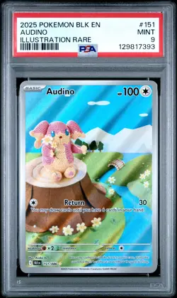 2025 POKEMON BLK EN-BLACK BOLT ILLUSTRATION RARE #151 AUDINO PSA 9 - Image 1