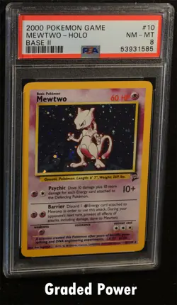 Pokemon Base Set 2 Mewtwo PSA 8 Holo (1585) 10/130 - Image 1