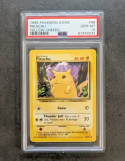PSA 10 💎 GEM MINT 1999 BASE SET POKEMON PIKACHU YELLOW CHEEKS 58/102 #58 GRADED - Image 1