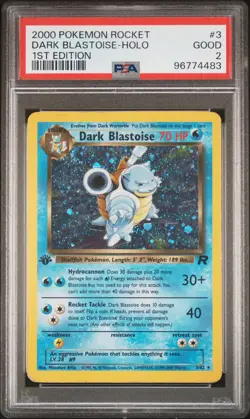 PSA 2 Dark Blastoise 3 2000 Team Rocket 1st Edition Holo Rare Pokemon Card SWIRL - Image 1