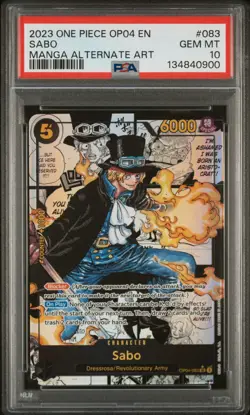 2023 ONE PIECE OP04-KINGDOMS OF INTRIGUE MANGA ALTERNATE ART #083 SABO PSA 10 - Image 1