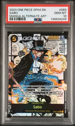 2023 ONE PIECE OP04-KINGDOMS OF INTRIGUE MANGA ALTERNATE ART #083 SABO PSA 10 - Image 1