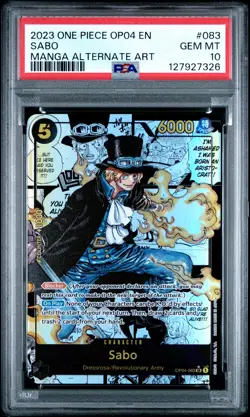 2023 ONE PIECE OP04-KINGDOMS OF INTRIGUE MANGA ALTERNATE ART #083 SABO PSA 10 - Image 1