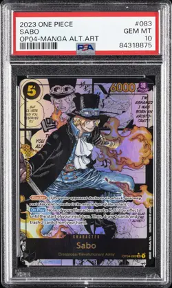 2023 ONE PIECE OP04-KINGDOMS OF INTRIGUE MANGA ALTERNATE ART #083 SABO PSA 10 - Image 1