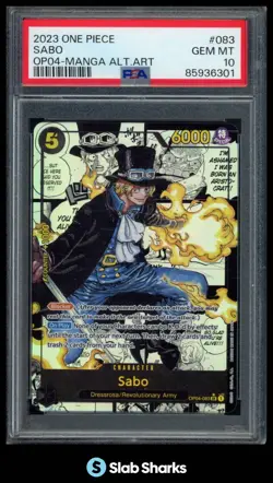 2023 ONE PIECE KINGDOMS OF INTRIGUE EN #OP04-083 SABO MANGA ALTERNATE ART PSA 10 - Image 1