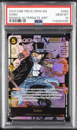2023 One Piece OP04-Kingdoms Of Intrigue Manga Alternate Art #083 SABO PSA 10 - Image 1