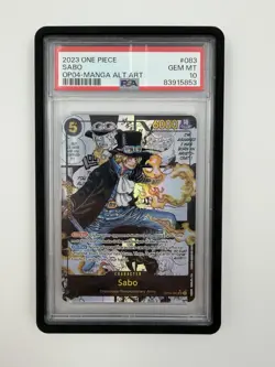 2023 ONE PIECE OP04-KINGDOMS OF INTRIGUE MANGA ALTERNATE ART #083 SABO PSA 10 - Image 1