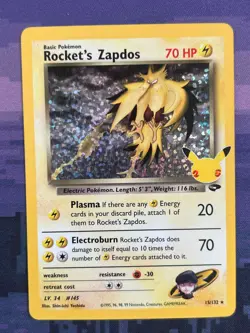 Rocket's Zapdos 15/132 Pokemon Celebrations: Classic Collection NM Card NM - Image 1