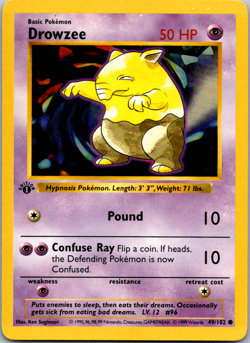 Pokemon Card - Drowzee Base Set (Shadowless) 1st Edition 49/102 Common NM - Image 1