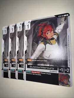 Gundam Card Game TCG Suletta Mercury ST01-011 X4 Playset Heroic Beginnings CCG - Image 3
