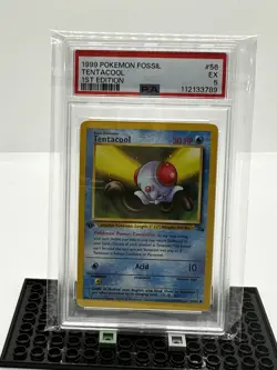 1999 Pokemon Fossil 1st Edition Tentacool #56/62 PSA - Image 1