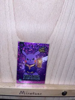 Thanos (Pikachu) #E43 - Purple Holo Box Hit Electric Pikachu Cosplay - Pokemon - Image 1