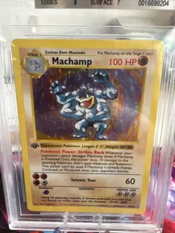BGS 8 NM 1st Edition SHADOWLESS Machamp HOLO Pokemon 1999 Base Set 8/102 Beckett - Image 2