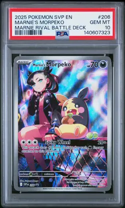 2025 POKEMON SVP EN-SV BLACK STAR PROMO #206 MARNIE'S MORPEKO PSA 10 - Image 1